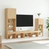 Muebles Tv Pared Con Led 4 Piezas Madera Ingeniería Roble Sonoma