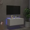 Mueble De Tv De Pared Con Luces Led Blanco 80x35x31 Cm