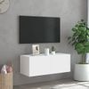 Mueble De Tv De Pared Con Luces Led Blanco 80x35x31 Cm