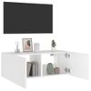 Mueble De Tv De Pared Con Luces Led Blanco 80x35x31 Cm