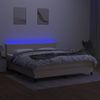 Cama Box Spring Con Colchón Y Led Tela Crema 180x200 Cm