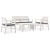 Set De Muebles De Jardín 4 Piezas Con Cojines Plástico Blanco