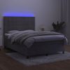 Cama Box Spring Colchón Y Led Terciopelo Gris Claro 140x200 Cm