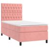 Cama Box Spring Colchón Y Led Terciopelo Rosa 100x200 Cm