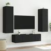 Mueble De Tv De Pared Con Luces Led Negro 60x35x41 Cm