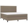 Cama Box Spring Colchón Y Luces Led Tela Gris Taupe 180x200 Cm