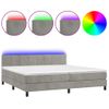 Cama Box Spring Colchón Y Led Terciopelo Gris Claro 200x200 Cm