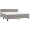 Cama Box Spring Colchón Y Led Terciopelo Gris Claro 200x200 Cm