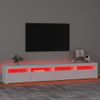 Mueble De Tv Con Luces Led Blanco 240x35x40 Cm