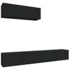 Set De Muebles Para Tv 3 Piezas Madera Contrachapada Negro