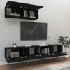 Set De Muebles Para Tv 3 Piezas Madera Contrachapada Negro