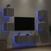 Muebles De Tv De Pared Con Luces Led 5 Piezas Gris Sonoma