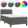 Cama Box Spring Colchón Y Led Terciopelo Gris Oscuro 80x200 Cm