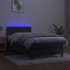 Cama Box Spring Colchón Y Led Terciopelo Gris Oscuro 80x200 Cm