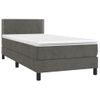 Cama Box Spring Colchón Y Led Terciopelo Gris Oscuro 80x200 Cm