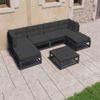 Set De Muebles De Jardín 7 Piezas Con Cojines Madera Pino Negro