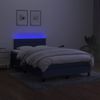 Cama Box Spring Con Colchón Y Led Tela Azul 120x200 Cm