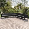 Set De Muebles De Jardín 9 Piezas Cojines Ratán Sintético Negro