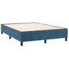 Cama Box Spring Colchón Y Led Terciopelo Azul Oscuro 140x190 Cm