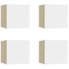 Muebles De Pared Para Tv 4 Unidades Blanco Roble Sonoma 30,5x30x30cm