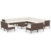 Set Muebles De Jardín 14 Piezas Y Cojines Ratán Sintético Marrón