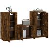 Set De Muebles De Tv 3 Piezas Madera Contrachapada Roble Ahumado