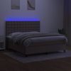 Cama Box Spring Colchón Y Luces Led Tela Gris Taupe 180x200 Cm