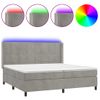 Cama Box Spring Colchón Y Led Terciopelo Gris Claro 200x200 Cm