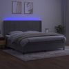 Cama Box Spring Colchón Y Led Terciopelo Gris Claro 200x200 Cm