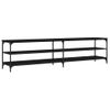 Mueble De Tv Metal Y Madera Contrachapada Negro 200x30x50 Cm