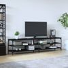 Mueble De Tv Metal Y Madera Contrachapada Negro 200x30x50 Cm