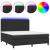 Cama Box Spring Colchón Y Led Cuero Sintético Negro 160x200 Cm