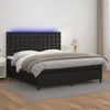 Cama Box Spring Colchón Y Led Cuero Sintético Negro 160x200 Cm