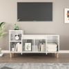 Mueble De Tv Madera Contrachapada Blanco Brillo 100x35x55 Cm