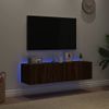 Muebles De Tv De Pared Luces Led 2 Unidades Marrón Roble 60x35x31 Cm