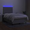 Cama Box Spring Con Colchón Y Led Tela Gris Claro 120x190 Cm