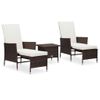 Set Muebles De Jardín 3 Piezas Y Cojines Ratán Sintético Marrón