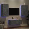 Muebles Tv Pared Con Led 4 Piezas Madera Ingeniería Gris Hormigón