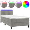 Cama Box Spring Colchón Y Led Terciopelo Gris Claro 100x200 Cm