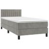 Cama Box Spring Colchón Y Led Terciopelo Gris Claro 100x200 Cm