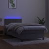 Cama Box Spring Colchón Y Led Terciopelo Gris Claro 100x200 Cm