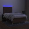 Cama Box Spring Con Colchón Y Led Tela Marrón Oscuro 120x200 Cm