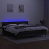 Cama Box Spring Colchón Y Luces Led Tela Negro 200x200 Cm