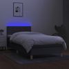 Cama Box Spring Con Colchón Y Led Tela Gris Oscuro 100x200 Cm