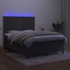 Cama Box Spring Colchón Y Led Terciopelo Gris Oscuro 140x200 Cm