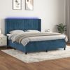 Cama Box Spring Colchón Y Led Terciopelo Azul Oscuro 180x200 Cm