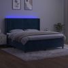 Cama Box Spring Colchón Y Led Terciopelo Azul Oscuro 180x200 Cm