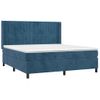 Cama Box Spring Colchón Y Led Terciopelo Azul Oscuro 180x200 Cm