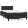 Cama Box Spring Con Colchón Cuero Sintético Negro 120x200 Cm