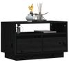 Mueble De Tv De Madera Maciza De Pino Negro 60x35x37 Cm